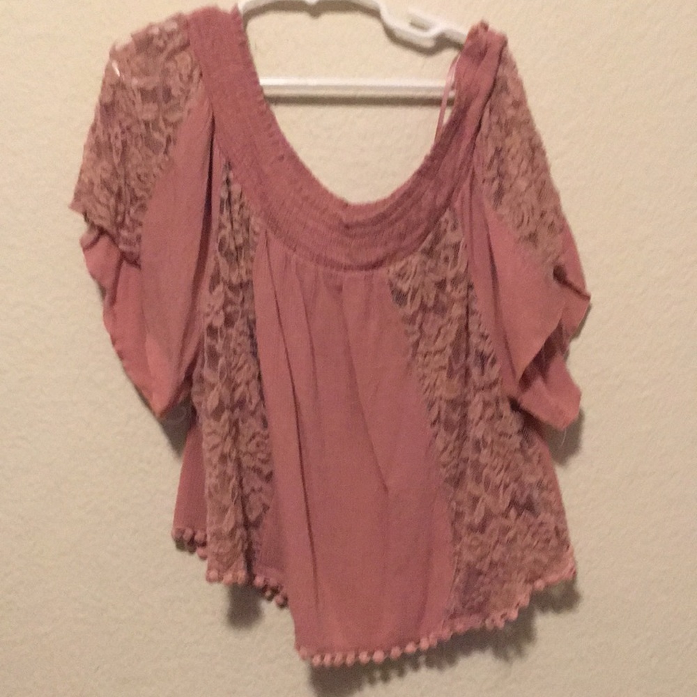 pink off the shoulder blouse